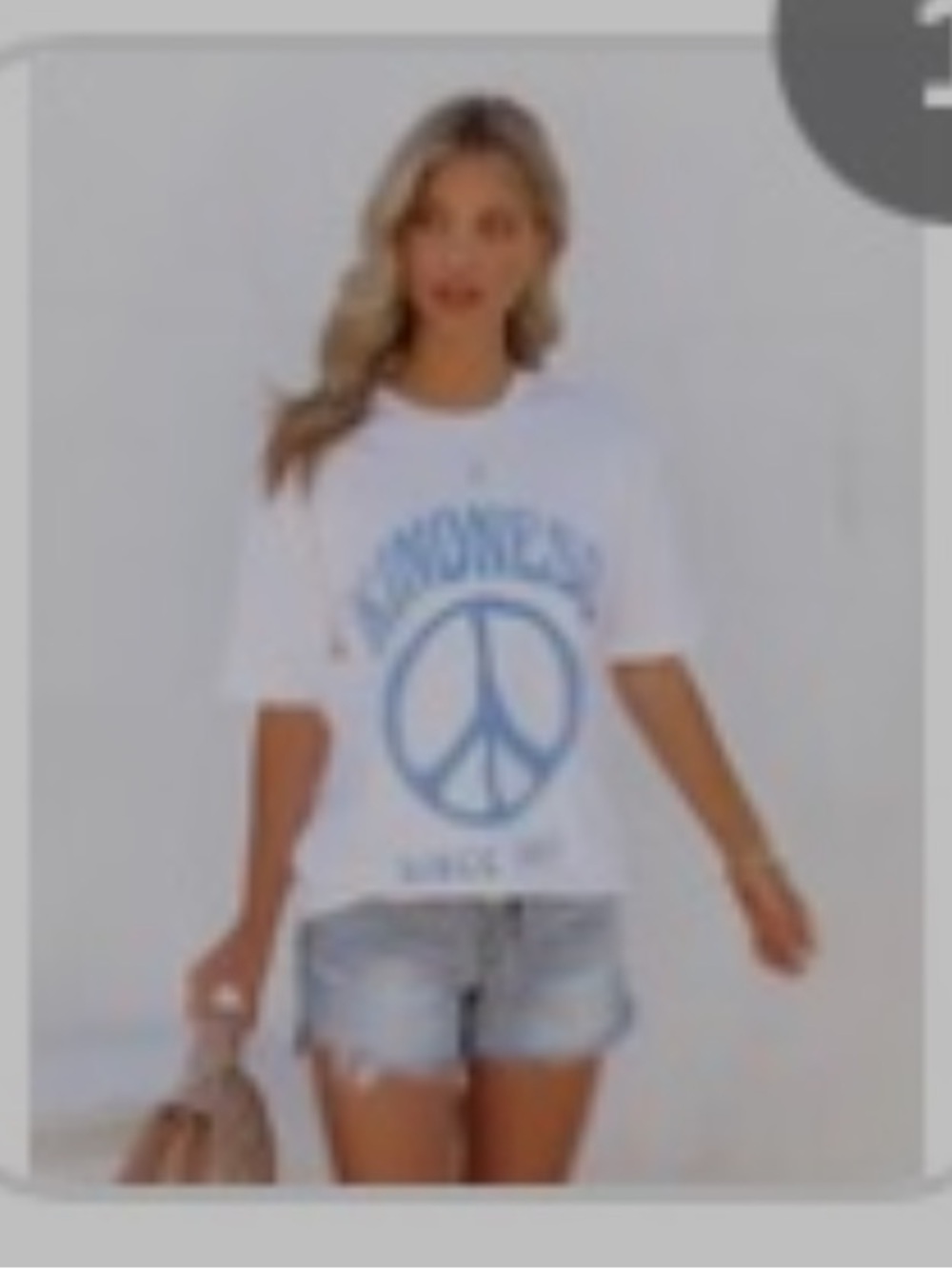 Lulusimonstudio Kindness Since 1977 Peace Sign Graphic Tee White Blue M
